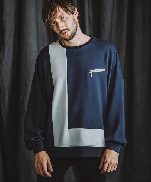 NO ID.(ノーアイディ)の「mlt4859-チェンジングZIP C-N-PO プルオーバー(Tシャツ/カットソー・メンズ・ネイビー/アイボリー/ブラック・ONE SIZE)」の3枚目の写真