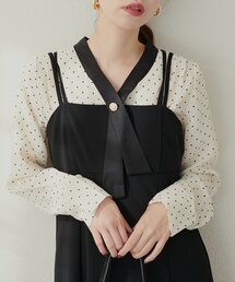 osonoパールリバー釦クロスボータイブラウス