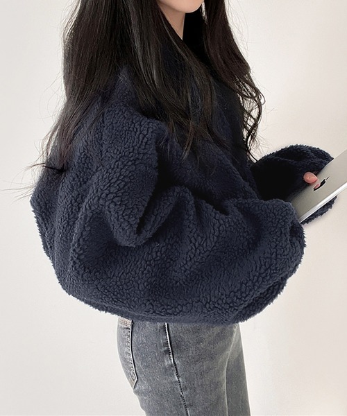 Girly Doll(ガーリードール)の「ボアフリースブルゾン(ブルゾン・レディース・ベージュ/ネイビー/モカ/ブラック/グレー・M/L)」の19枚目の写真