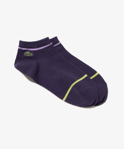 LACOSTE(ラコステ)の「配色ラインくるぶし丈ソックス 25-27cm(ソックス/靴下・メンズ・ワイン/ホワイト/ダークネイビー/パープル・27.0cm)」の3枚目の写真