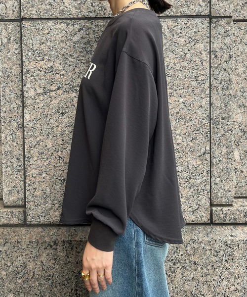 DouDou（ドゥドゥ）の「VoyagerジョーゼットロゴTEE（Tシャツ/カットソー・レディース・ブラック/チャコールグレー/オフホワイト・FREE）」の4枚目の写真