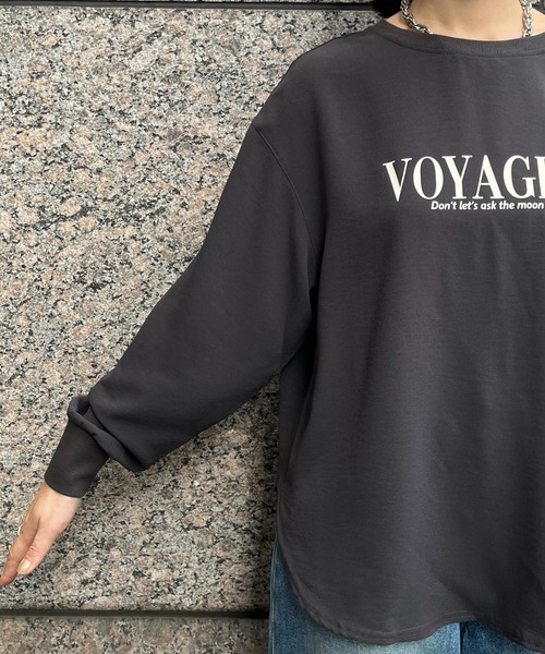 DouDou（ドゥドゥ）の「VoyagerジョーゼットロゴTEE（Tシャツ/カットソー・レディース・ブラック/チャコールグレー/オフホワイト・FREE）」の8枚目の写真