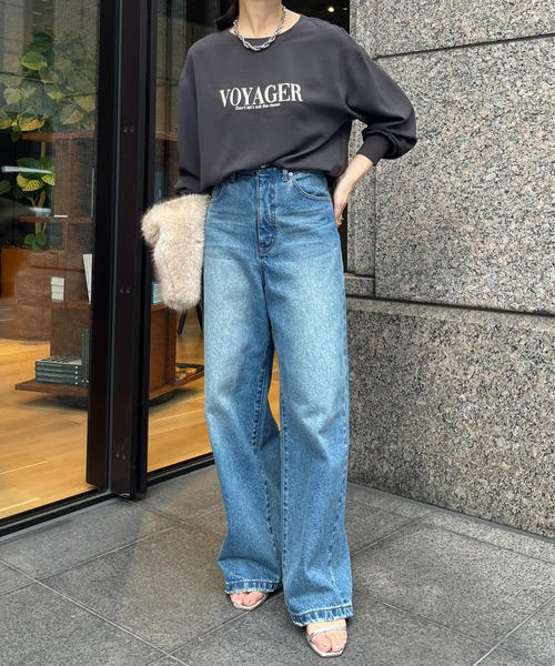 DouDou（ドゥドゥ）の「VoyagerジョーゼットロゴTEE（Tシャツ/カットソー・レディース・ブラック/チャコールグレー/オフホワイト・FREE）」の13枚目の写真