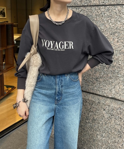 DouDou（ドゥドゥ）の「VoyagerジョーゼットロゴTEE（Tシャツ/カットソー・レディース・ブラック/チャコールグレー/オフホワイト・FREE）」の18枚目の写真