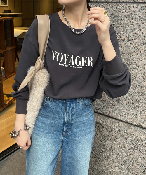 DouDou（ドゥドゥ）の「VoyagerジョーゼットロゴTEE（Tシャツ/カットソー・レディース・ブラック/チャコールグレー/オフホワイト・FREE）」の19枚目の写真