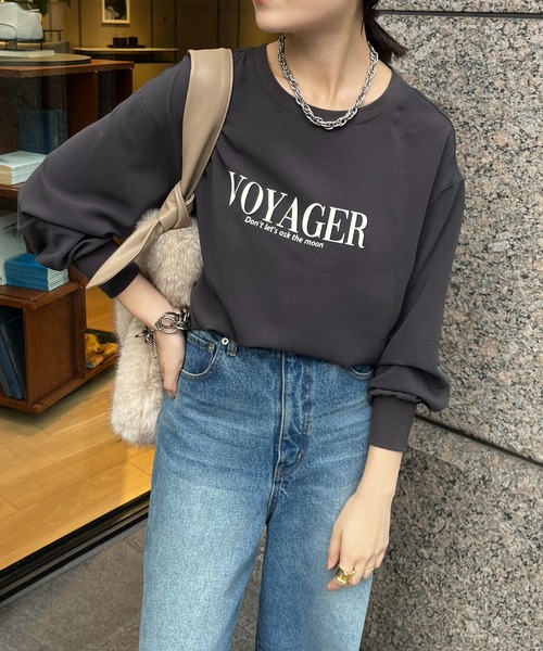 DouDou（ドゥドゥ）の「VoyagerジョーゼットロゴTEE（Tシャツ/カットソー・レディース・ブラック/チャコールグレー/オフホワイト・FREE）」の20枚目の写真
