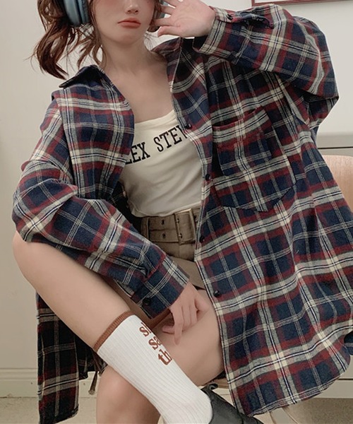 セール】オーバーサイズチェック柄シャツ（シャツ/ブラウス