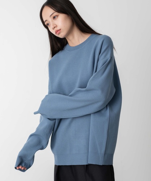 WEGO（ウィゴー）の「WEGO/ミラノリブクルーネックプルオーバー（ニット/セーター・メンズ・ブルー/ホワイト/ブラック・MEDIUM/LARGE）」の3枚目の写真