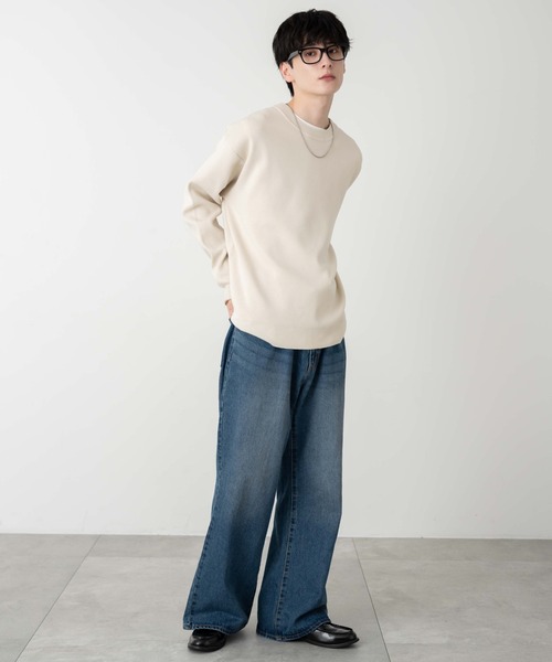 WEGO（ウィゴー）の「WEGO/ミラノリブクルーネックプルオーバー（ニット/セーター・メンズ・ブルー/ホワイト/ブラック・MEDIUM/LARGE）」の13枚目の写真