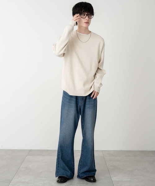 WEGO（ウィゴー）の「WEGO/ミラノリブクルーネックプルオーバー（ニット/セーター・メンズ・ブルー/ホワイト/ブラック・MEDIUM/LARGE）」の20枚目の写真