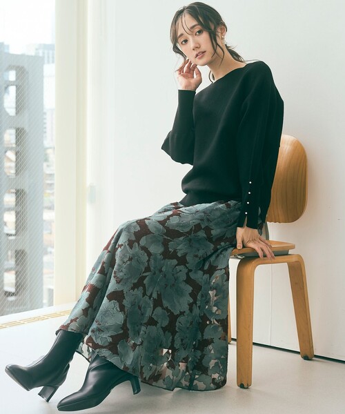 ANY SIS(エニィスィス)の「【洗える】アートフラワープリント スカート(スカート・レディース・ブラック系4/ダークグリーン系4・0)」の9枚目の写真