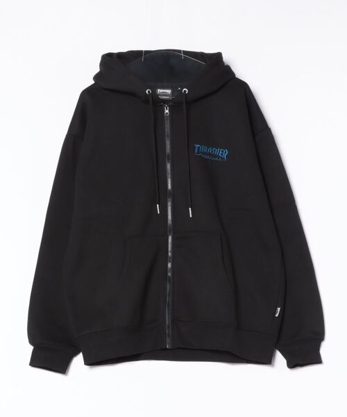 THRASHER(スラッシャー)の「【THRASHER/スラッシャー】裏起毛ワンポイント刺繍ジップアップパーカー(パーカー・メンズ・ホワイト/グレー/ダークグリーン/ブラック・LARGE/MEDIUM)」の2枚目の写真