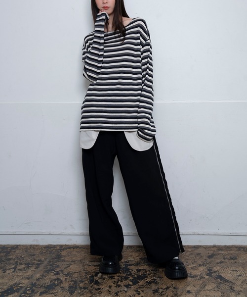 Nora Lily(ノラリリー)の「【Nora Lily】Sheer Border Top(UNISEX)(Tシャツ/カットソー・メンズ・ブラック/ライム・FREE)」の18枚目の写真