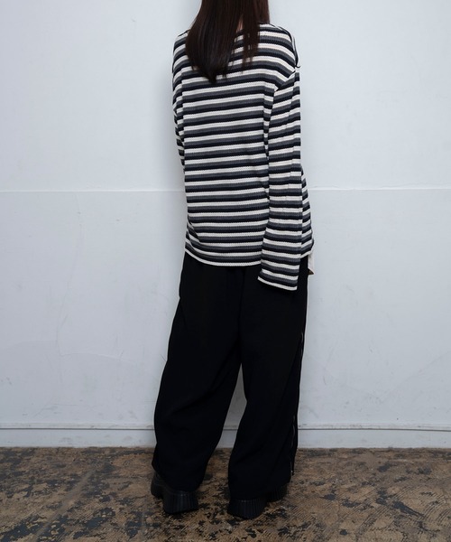 Nora Lily(ノラリリー)の「【Nora Lily】Sheer Border Top(UNISEX)(Tシャツ/カットソー・メンズ・ブラック/ライム・FREE)」の16枚目の写真