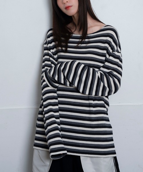 Nora Lily(ノラリリー)の「【Nora Lily】Sheer Border Top(UNISEX)(Tシャツ/カットソー・メンズ・ブラック/ライム・FREE)」の15枚目の写真