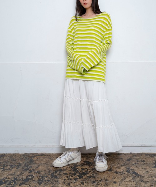 Nora Lily(ノラリリー)の「【Nora Lily】Sheer Border Top(UNISEX)(Tシャツ/カットソー・メンズ・ブラック/ライム・FREE)」の10枚目の写真