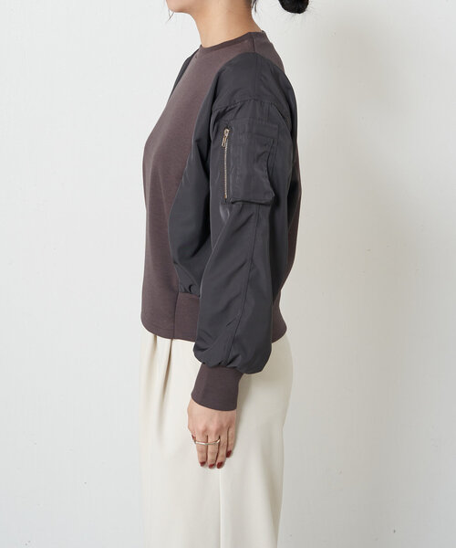 Jena espace merveilleux(ジェナ エスパスメルヴェイユ)の「【新色登場】ダンボールMA-1プルオーバー(Tシャツ/カットソー・レディース・アイボリー/ブラック/カーキ/ベージュ/チャコールグレー・FREE)」の6枚目の写真