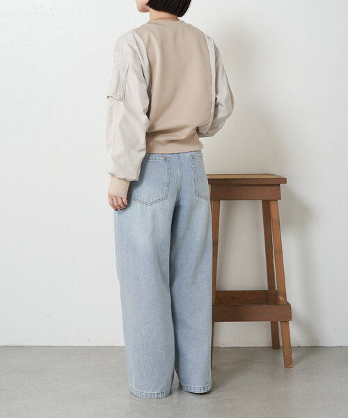Jena espace merveilleux(ジェナ エスパスメルヴェイユ)の「【新色登場】ダンボールMA-1プルオーバー(Tシャツ/カットソー・レディース・アイボリー/ブラック/カーキ/ベージュ/チャコールグレー・FREE)」の14枚目の写真
