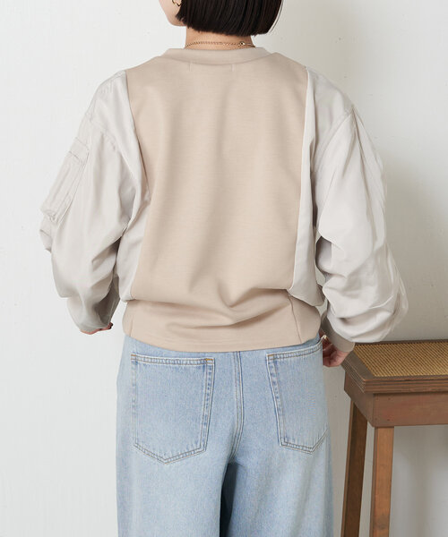 Jena espace merveilleux(ジェナ エスパスメルヴェイユ)の「【新色登場】ダンボールMA-1プルオーバー(Tシャツ/カットソー・レディース・アイボリー/ブラック/カーキ/ベージュ/チャコールグレー・FREE)」の17枚目の写真