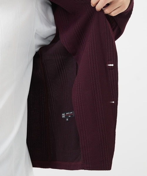 MK MICHEL KLEIN HOMME （エムケーミッシェルクランオム）の「【残りわずか/在庫限り/洗える】ジャーディガン/フクレストライプ（テーラードジャケット・メンズ・ブラック/ボルドー・48/51/46）」の12枚目の写真