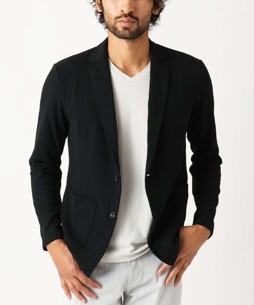 MK MICHEL KLEIN HOMME （エムケーミッシェルクランオム）の「【残りわずか/在庫限り/洗える】ジャーディガン/フクレストライプ（テーラードジャケット・メンズ・ブラック/ボルドー・48/51/46）」の17枚目の写真