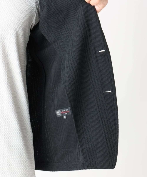 MK MICHEL KLEIN HOMME （エムケーミッシェルクランオム）の「【残りわずか/在庫限り/洗える】ジャーディガン/フクレストライプ（テーラードジャケット・メンズ・ブラック/ボルドー・48/51/46）」の22枚目の写真
