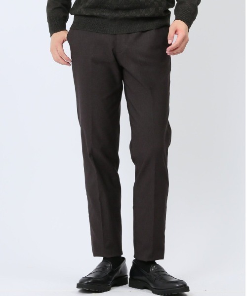 【セール】m.f.エディトリアル メンズ スーパーストレッチ ウォッシャブル 裏起毛 ノータック ビジネスパンツ ピケこげ茶（スラックス）｜m.f.editorial（エムエフエディトリアル）