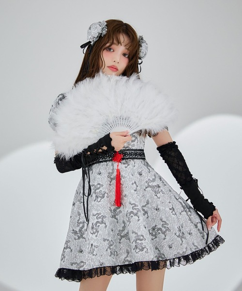 新品Kawaii♡牡丹刺繍チャイナSK&アームカバーチャイナ釦BL ハロウィン 🇨🇳🐼 ハロウィンした🤩 #ハロウィン #チャイナ