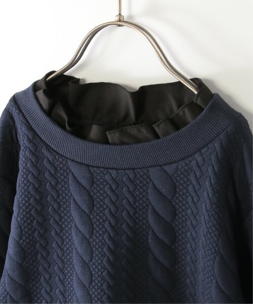ikka(イッカ)の「フクレジャカード襟裾フリルプルオーバー(120~160cm)(Tシャツ/カットソー・キッズ・ネイビー/ベージュ・120/130/140/150/160)」の8枚目の写真