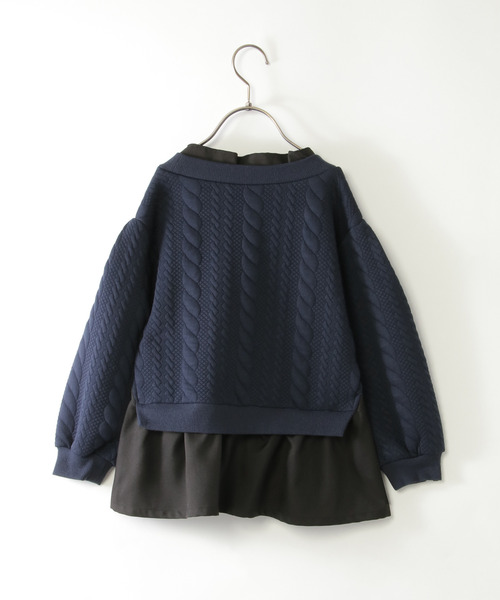 ikka(イッカ)の「フクレジャカード襟裾フリルプルオーバー(120~160cm)(Tシャツ/カットソー・キッズ・ネイビー/ベージュ・120/130/140/150/160)」の12枚目の写真