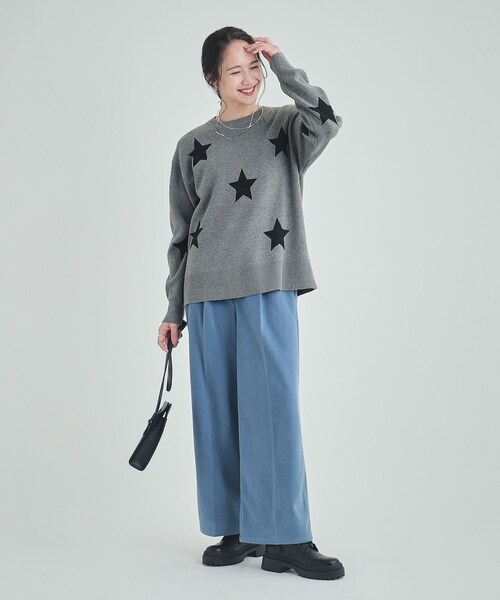 SHOO・LA・RUE（シューラルー）の「◆コーデのアクセントに 星柄ジャカードニット（ニット/セーター・レディース・グレー系3/ホワイト系6・02/01/03/04）」の9枚目の写真