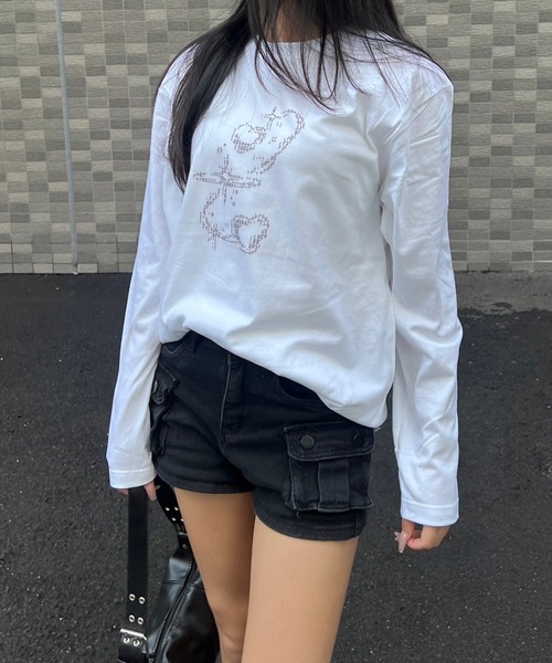 fiere(フィエール)の「ドットリボンデザインロンT/長袖Tシャツ(Tシャツ/カットソー・レディース・ホワイト/A・MEDIUM/LARGE)」の7枚目の写真