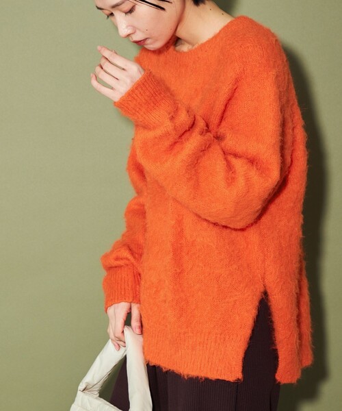 CITEN（シテン）の「＜CITEN＞ シャギーニット（ニット/セーター・レディース・ライトグレー/コバルトブルー/オレンジ/ダークグレー・FREE）」の4枚目の写真