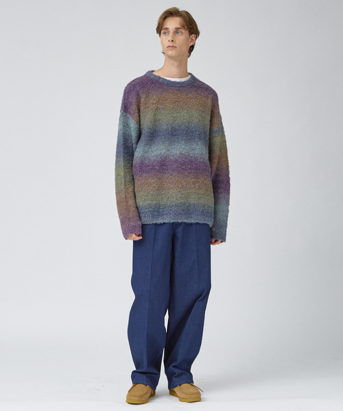 AH ABAHOUSE（エーエイチアバハウス）の「【AH ABAHOUSE】ブークレーヤーン グラデーション ニット（ニット/セーター・メンズ・パープル/ブラック/ブラウン・48/46）」の4枚目の写真