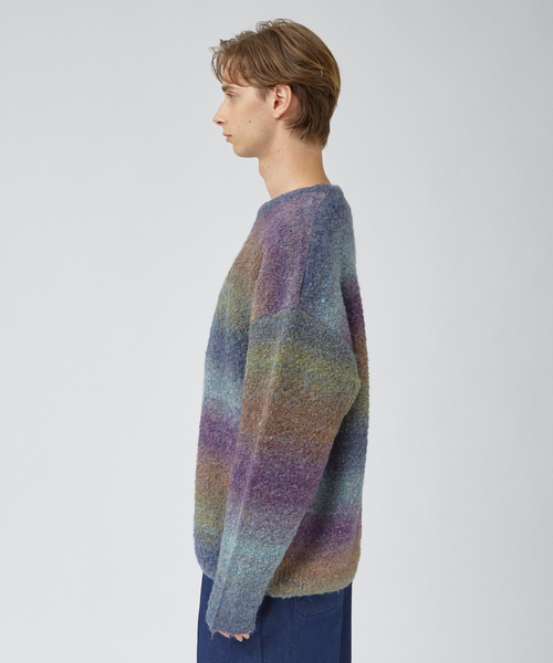 AH ABAHOUSE（エーエイチアバハウス）の「【AH ABAHOUSE】ブークレーヤーン グラデーション ニット（ニット/セーター・メンズ・パープル/ブラック/ブラウン・48/46）」の6枚目の写真