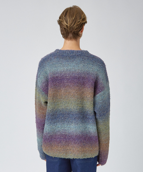 AH ABAHOUSE（エーエイチアバハウス）の「【AH ABAHOUSE】ブークレーヤーン グラデーション ニット（ニット/セーター・メンズ・パープル/ブラック/ブラウン・48/46）」の7枚目の写真