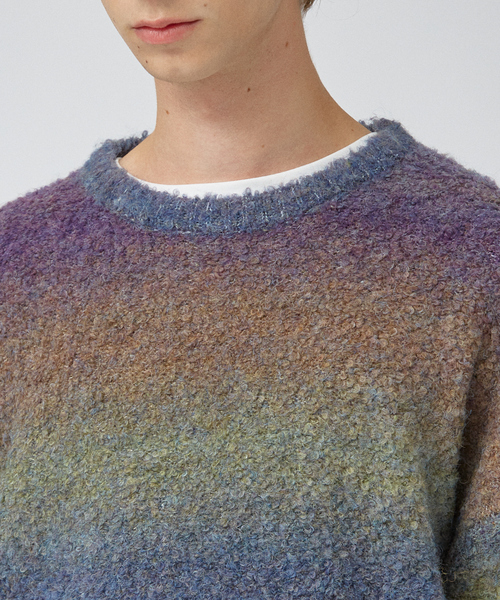 AH ABAHOUSE（エーエイチアバハウス）の「【AH ABAHOUSE】ブークレーヤーン グラデーション ニット（ニット/セーター・メンズ・パープル/ブラック/ブラウン・48/46）」の8枚目の写真