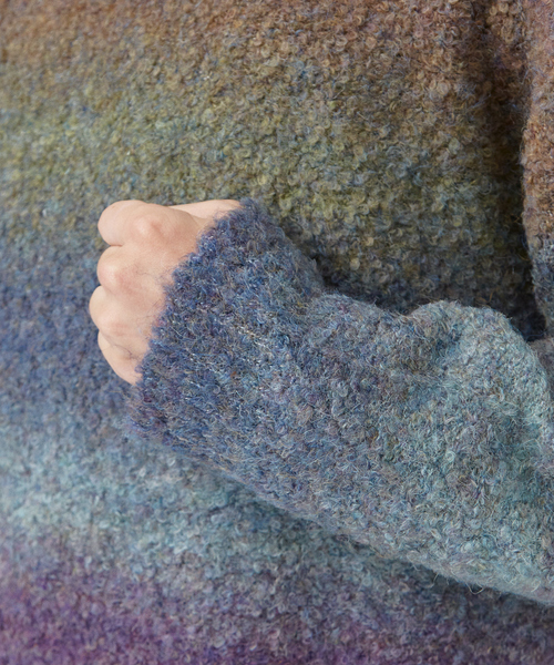 AH ABAHOUSE（エーエイチアバハウス）の「【AH ABAHOUSE】ブークレーヤーン グラデーション ニット（ニット/セーター・メンズ・パープル/ブラック/ブラウン・48/46）」の9枚目の写真