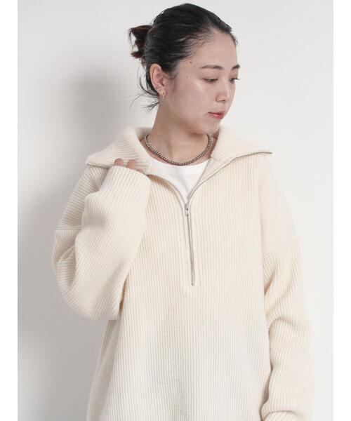 sm2rhythm（サマンサモスモスリズム）の「ハーフジップニットプルオーバー（ニット/セーター・レディース・オフホワイト/グリーン/グレー・F）」の2枚目の写真