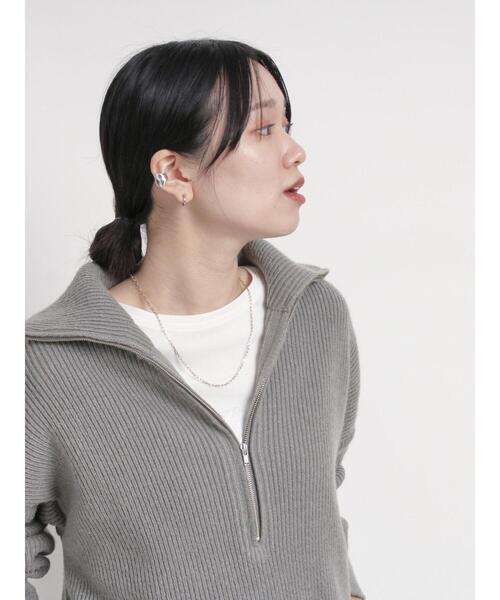 sm2rhythm（サマンサモスモスリズム）の「ハーフジップニットプルオーバー（ニット/セーター・レディース・オフホワイト/グリーン/グレー・F）」の6枚目の写真