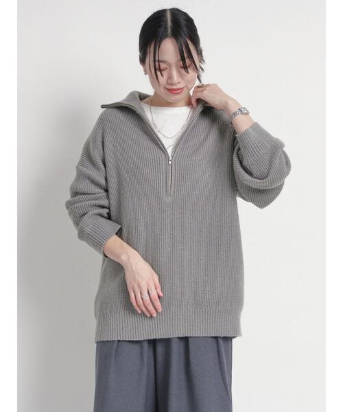 sm2rhythm（サマンサモスモスリズム）の「ハーフジップニットプルオーバー（ニット/セーター・レディース・オフホワイト/グリーン/グレー・F）」の8枚目の写真