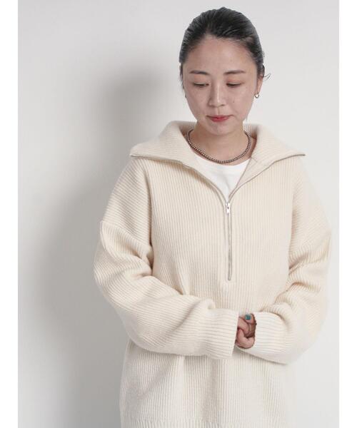 sm2rhythm（サマンサモスモスリズム）の「ハーフジップニットプルオーバー（ニット/セーター・レディース・オフホワイト/グリーン/グレー・F）」の13枚目の写真