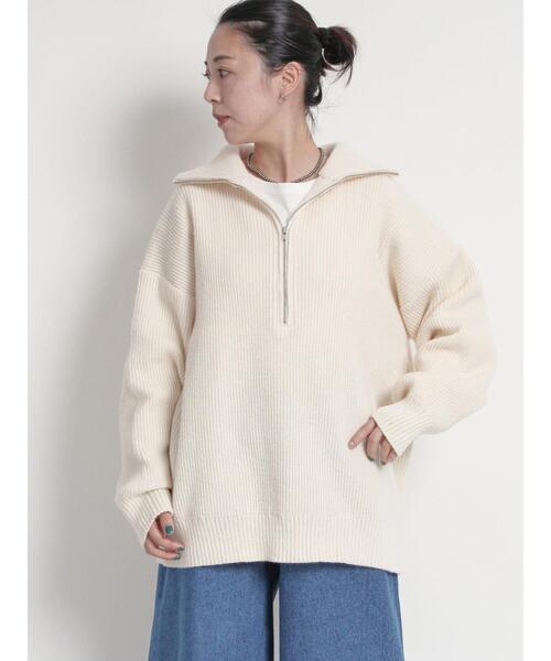 sm2rhythm（サマンサモスモスリズム）の「ハーフジップニットプルオーバー（ニット/セーター・レディース・オフホワイト/グリーン/グレー・F）」の14枚目の写真