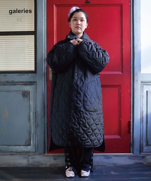 MARKEY'S(マーキーズ)の「キルティングハイカラーコート/おとな(その他アウター・レディース・ブラック/カーキ・160cm)」の2枚目の写真