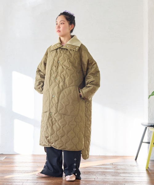 MARKEY'S(マーキーズ)の「キルティングハイカラーコート/おとな(その他アウター・レディース・ブラック/カーキ・160cm)」の6枚目の写真
