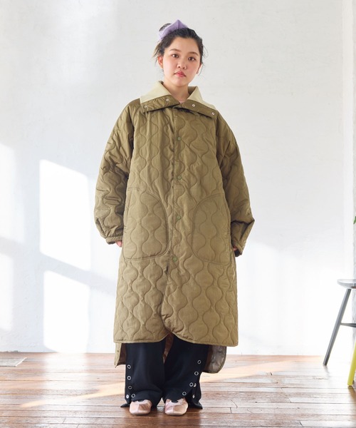 MARKEY'S(マーキーズ)の「キルティングハイカラーコート/おとな(その他アウター・レディース・ブラック/カーキ・160cm)」の5枚目の写真