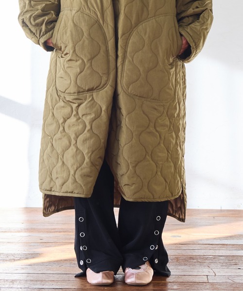 MARKEY'S(マーキーズ)の「キルティングハイカラーコート/おとな(その他アウター・レディース・ブラック/カーキ・160cm)」の4枚目の写真