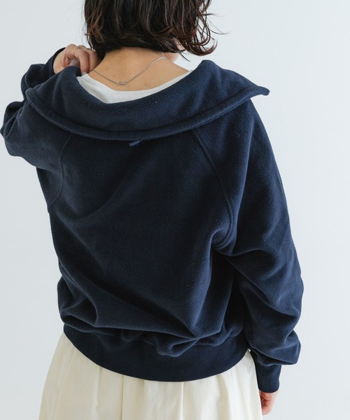 URBAN RESEARCH（アーバンリサーチ）の「フリースハーフジッププルオーバー（Tシャツ/カットソー・レディース・オフホワイト/ネイビー・FREE）」の6枚目の写真