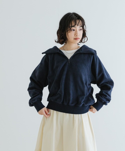 URBAN RESEARCH（アーバンリサーチ）の「フリースハーフジッププルオーバー（Tシャツ/カットソー・レディース・オフホワイト/ネイビー・FREE）」の8枚目の写真
