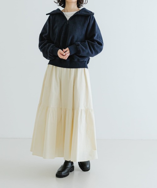 URBAN RESEARCH（アーバンリサーチ）の「フリースハーフジッププルオーバー（Tシャツ/カットソー・レディース・オフホワイト/ネイビー・FREE）」の9枚目の写真